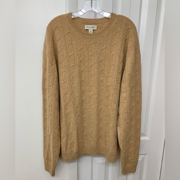 John W. Nordstrom Men's Camel Cable Knit Sweater